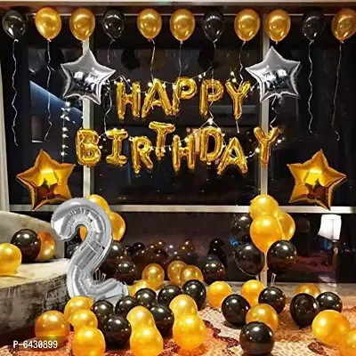 2Nd Birthday Decoration Kit With Happy Birthday Foil Set,4 Star Foil,1 Number Foil Set,40 Latex Balloons (Set Of 46)-thumb0