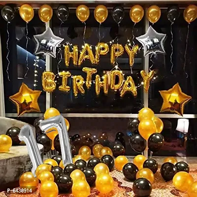 17Th Birthday Decoration Kit With Happy Birthday Foil Set,4 Star Foil,1 Number Foil Set,40 Latex Balloons (Set Of 46)-thumb0