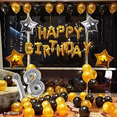 18Th Birthday Decoration Kit With Happy Birthday Foil Set,4 Star Foil,1 Number Foil Set,40 Latex Balloons (Set Of 46)-thumb0