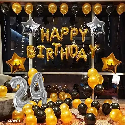 24Th Birthday Decoration Kit With Happy Birthday Foil Set,4 Star Foil,1 Number Foil Set,40 Latex Balloons (Set Of 46)-thumb0
