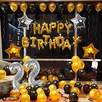 22Nd Birthday Decoration Kit With Happy Birthday Foil Set,4 Star Foil,1 Number Foil Set,40 Latex Balloons (Set Of 46)-thumb0