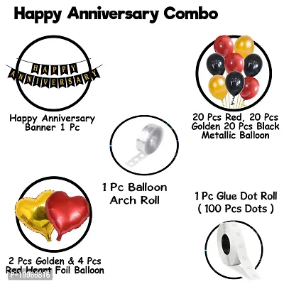 Premium Quality Happy Anniversary Balloon Decoration Kit (Red) Pack Of 69-thumb2