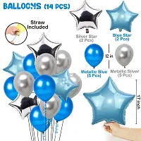 Silver  Blue 29th Happy Birthday Balloons Decoration Kit Items Combo-17Pcs for Kids Boys, Girls, 4 Star Foil Balloons,10 Latex Balloons, 1 Banner ,2 number foil balloon-thumb2