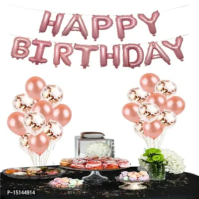 Happy Birthday Letter Foil Balloon  10 Confetti  10 Latex Ballons ROSE GOLD for Party Decoration - ROSE ROSE GOLD-thumb0