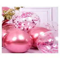 Premium Quality Pink Chrome And Confetti Balloons For Decoration In Birthday, Anniversary, Party, Baby Shower- Pack Of 100-thumb1