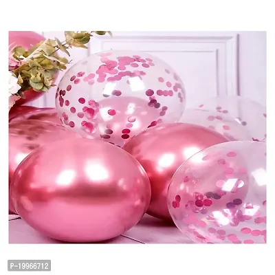 Premium Quality Pink Chrome And Confetti Balloons For Decoration In Birthday, Anniversary, Party, Baby Shower- Pack Of 100-thumb2