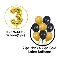 3rd Birthday Baby Girl/Boy Decoration Combo. Number Foil Balloon(1pc) and Gold  black Latex Balloons (50pc) Set 51Pcs-thumb1