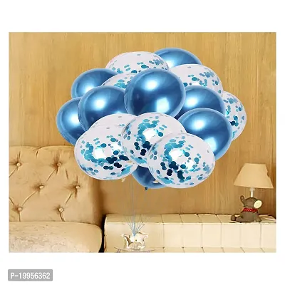 Premium Quality Blue Chrome And Confetti Balloons For Decoration In Birthday, Anniversary, Party, Baby Shower- Pack Of 100-thumb3