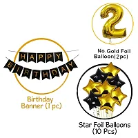 Silver  Blue 29th Happy Birthday Balloons Decoration Kit Items Combo-17Pcs for Kids Boys, Girls, 4 Star Foil Balloons,10 Latex Balloons, 1 Banner ,2 number foil balloon-thumb1