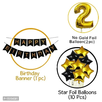 Silver  Blue 29th Happy Birthday Balloons Decoration Kit Items Combo-17Pcs for Kids Boys, Girls, 4 Star Foil Balloons,10 Latex Balloons, 1 Banner ,2 number foil balloon-thumb2