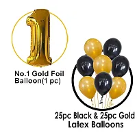 1st Birthday Baby Girl/Boy Decoration Combo. Number Foil Balloon(1pc) and Gold  black Latex Balloons (50pc) Set 51Pcs-thumb1