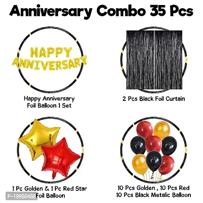 Premium Quality Happy Anniversary Balloon Decoration Kit (Gold) Pack Of 35-thumb2