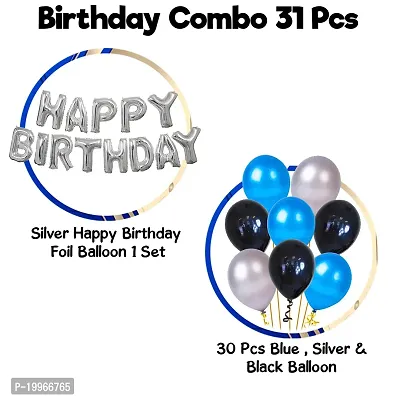 Premium Quality Blue And Silver Birthday Decoration Combo For Birthday Decorations Set - 31 Pieces-thumb2