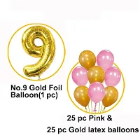 9th Birthday Baby Girl/Boy Decoration Combo. Number Foil Balloon(1pc) and Gold  Blue Metallic Balloons (50pc) Set 51Pcs-thumb2