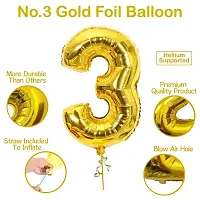 3rd Birthday Baby Girl/Boy Decoration Combo. Number Foil Balloon(1pc) and Gold  black Latex Balloons (50pc) Set 51Pcs-thumb2