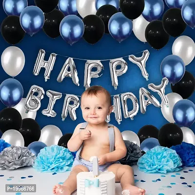 Premium Quality Blue And Silver Birthday Decoration Combo For Birthday Decorations Set - 31 Pieces