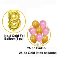 8th Birthday Baby Girl/Boy Decoration Combo. Number Foil Balloon(1pc) and Gold  Blue Metallic Balloons (50pc) Set 51Pcs-thumb2