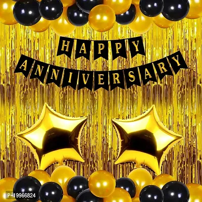 Premium Quality Happy Anniversary Balloon Decoration Kit (Gold) Pack Of 34-thumb0