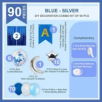 Premium Quality Happy Birthday Decoration Balloon Arch Garland Kit 90 Items Moon  Stars Style (Blue-Silver)-thumb1