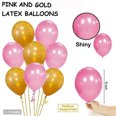 5th Birthday Baby Girl/Boy Decoration Combo. Pink banner(1pc) Number Foil Balloon(1pc) and Gold  Blue Metallic Balloons (20pc) Set 22Pcs-thumb2