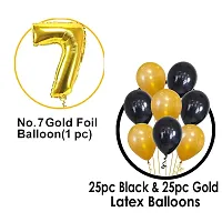 7th Birthday Baby Girl/Boy Decoration Combo. Number Foil Balloon(1pc) and Gold  black Latex Balloons (50pc) Set 51Pcs-thumb1