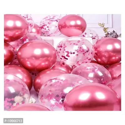 Premium Quality Pink Chrome And Confetti Balloons For Decoration In Birthday, Anniversary, Party, Baby Shower- Pack Of 200-thumb0