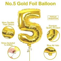 5th Birthday Baby Girl/Boy Decoration Combo. Pink banner(1pc) Number Foil Balloon(1pc) and Gold  Blue Metallic Balloons (20pc) Set 22Pcs-thumb3