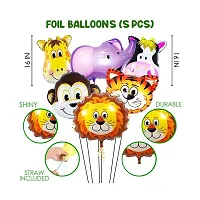 Happy Birthday Jungle Theme - (37) 1 Birthday Banner + 1 Birthday number + 5 Confetti Balloons + 5 Animal Face Foil Balloon with 25 HD Metallic Balloons (1st Birthday)-thumb3