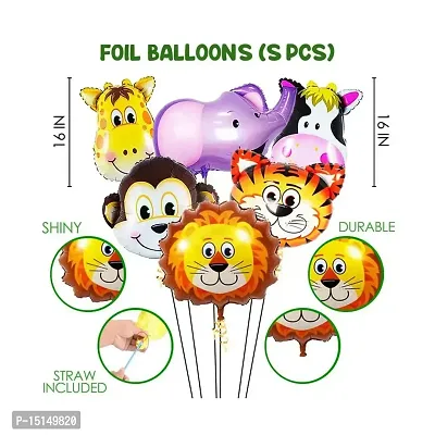 Happy Birthday Jungle Theme - (37) 1 Birthday Banner + 1 Birthday number + 5 Confetti Balloons + 5 Animal Face Foil Balloon with 25 HD Metallic Balloons (1st Birthday)-thumb4