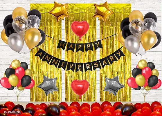 Premium Quality Happy Anniversary Balloon Decoration Kit (Gold) Pack Of 67-thumb0