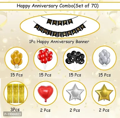 Premium Quality Happy Anniversary Balloon Decoration Kit (Red) Pack Of 70-thumb2