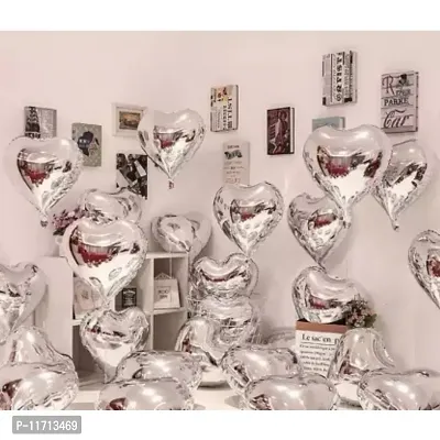 Happy Anniversary Foil Balloons Silver Heart Balloon -Pack of 20-thumb0