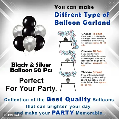 Premium Quality Black And White Birthday Decoration Combo For Birthday Balloons Banner Garland Arch Kit Decorations Set - 51 Pieces-thumb4