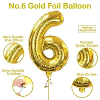 6th Birthday Baby Girl/Boy Decoration Combo. Number Foil Balloon(1pc) and Gold  Blue Metallic Balloons (50pc) Set 51Pcs-thumb3