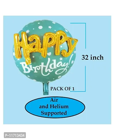 Happy Birthday 3D Round Foil Balloon - Blue-thumb3