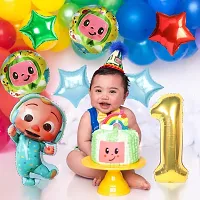 Premium Quality Cocomelon 1St Birthday Decoration - Cocomelon Theme Balloon Decoration For Baby Boy  Baby Girl (8 Pcs)-thumb2