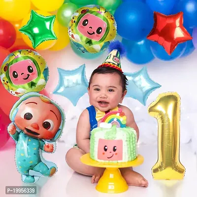 Premium Quality Cocomelon 1St Birthday Decoration - Cocomelon Theme Balloon Decoration For Baby Boy  Baby Girl (8 Pcs)-thumb3