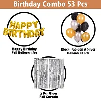 Premium Quality Golden Black And Silver Happy Birthday Decoration Items - 53Pcs-thumb1