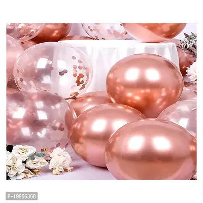 Premium Quality Rose Gold Chrome And Confetti Balloons For Decoration In Birthday, Anniversary, Party, Baby Shower- Pack Of 100-thumb2