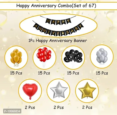 Premium Quality Happy Anniversary Balloon Decoration Kit (Gold) Pack Of 67-thumb2