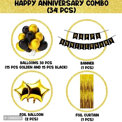 Premium Quality Happy Anniversary Balloon Decoration Kit (Gold) Pack Of 34-thumb2