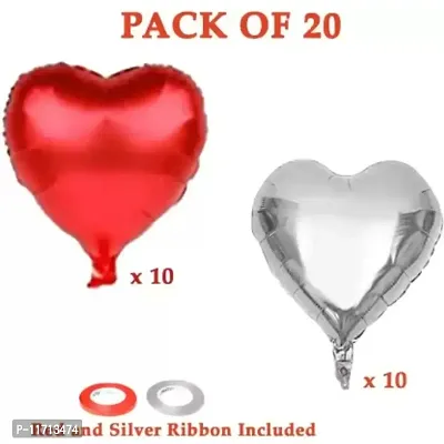 Happy Anniversary Foil Balloons Silver And Red Heart Balloon -Pack of 20-thumb2