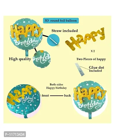 Happy Birthday 3D Round Foil Balloon - Blue-thumb2