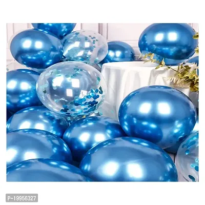 Premium Quality Blue Chrome And Confetti Balloons For Decoration In Birthday, Anniversary, Party, Baby Shower- Pack Of 100-thumb2