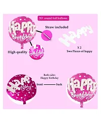 Happy Birthday 3D Round Foil Balloon - Pink-thumb1