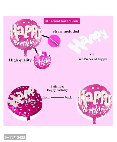 Happy Birthday 3D Round Foil Balloon - Pink-thumb2