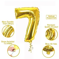 7th Birthday Baby Girl/Boy Decoration Combo. Number Foil Balloon(1pc) and Gold  black Latex Balloons (50pc) Set 51Pcs-thumb2