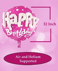 Happy Birthday 3D Round Foil Balloon - Pink-thumb3