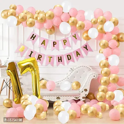 ZQNYCY Pink Happy Birthday Decoration Combo-32Pcs Set(1 Banner  30 Balloons  2 Number)For 17th birthday