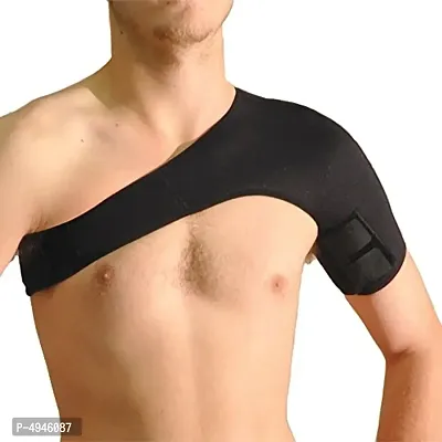 Shoulder Support Adjustable Shoulder Brace Compression Shoulder Pad Neoprene Black (Left)-thumb0